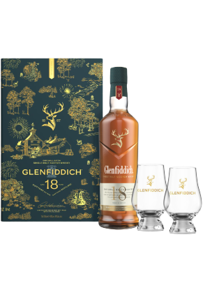 Glenfiddich Glenfiddich 18 Year Old Single Malt Whisky + Twin Glass Set image