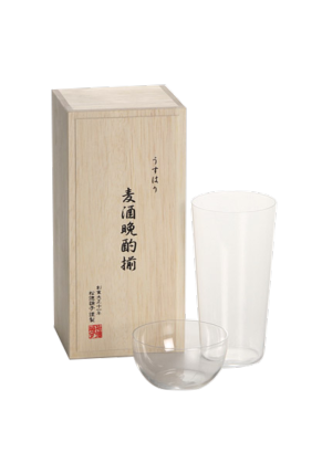 SHOTOKU Shotoku Usuhari Tumbler L & Small Bowl (With Wooden Box)